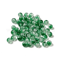 Cottura dipinte crackle trasparente fili di perle di vetro, Two Tone, tondo, verde mare, 6mm, Foro: 1 mm