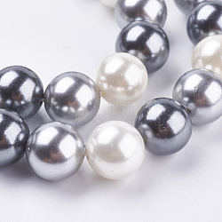 Chapelets de perles en coquille électrolytique, ronde, couleur mixte, 10mm, Trou: 1mm, Environ 40 pcs/chapelet, 15.6 pouce (39.5 cm)
