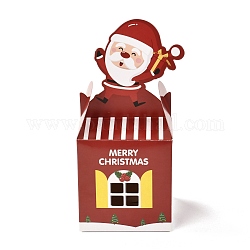 Scatole regalo pieghevoli in carta a tema natalizio, per regali caramelle biscotti incarto, rosso, Babbo Natale, 8.5x8.5x19cm