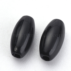 Perles acryliques opaques, riz, noir, 6x3mm, Trou: 1mm, environ 231 pcs/7 g