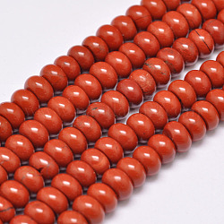 Natürliche rote Jaspis Perlen Stränge, Rondell, Klasse A, rot, 8x5 mm, Bohrung: 1 mm, ca. 75 Stk. / Strang, 15.1 Zoll