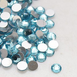 Perle en verre de dos plat, Grade a, dos plaqué, facette, demi-rond, aigue-marine, 3.8~4mm, environ 1440 pcs / sachet 