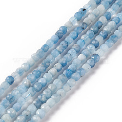 Brins de perles d'aigue-marine bleu diable naturel, facette, cube, 4x4mm, Trou: 0.8mm, Environ 97 pcs/chapelet, 15.35 pouce (39 cm)