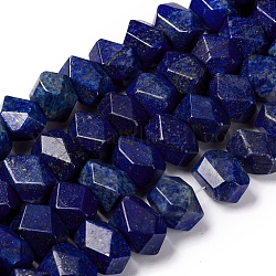 Abalorios de lapislázuli naturales hebras, facetados, polígono, 13~14x12~13x16mm, agujero: 1.2 mm, aproximamente 31 pcs / cadena, 15.75 pulgada (40 cm)