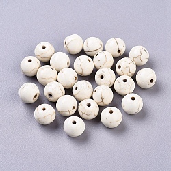 Perline di magnesite sintetiche, tondo, bianco, 10mm, Foro: 0.8 mm