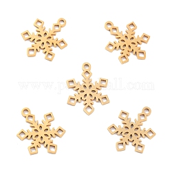 Ion Plating(IP) 201 Stainless Steel Pendants, Snowflake, Golden, 17x13x1mm, Hole: 1.4mm