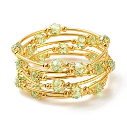 Блестящий браслет из стеклянных бусин, многослойный браслет для женщин, золотые, светло-зеленый, внутренний диаметр: 2-1/8 дюйм (5.45 см)