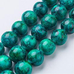 Dyed & Natural Yellow Turquoise Beads Strands, Imitation Chrysocolla, Round, about 16mm in diameter, hole: 1mm, 25pcs/strand, 15.5inch