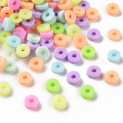 Perles en pâte polymère manuel, perles heishi, pour les fournitures de bricolage bijoux artisanat, disque / plat rond, couleur mixte, 4.5x1.5mm, Trou: 1.5mm, environ 2050 pcs/50 g