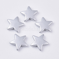 Abalorios de acrílico aerosol estilo pintado mate, estrella, plata, 20.5x22x5mm, agujero: 0.8 mm