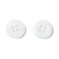 アクリルボタン  衣装デザインのためのプラスチック製の縫製ボタン  4穴  染め  フラットラウンド  ホワイト  12x2mm  穴：1mm