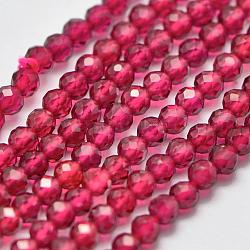 Chapelets de perles de pierres précieuses synthétiques, imitation rubis, facette, ronde, camélia, 2mm, Trou: 0.5mm, Environ 175 pcs/chapelet, 15 pouce