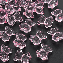 Abalorios de acrílico transparentes, cuentas perforadas superiores, oso, rosa, 18.5x15.5x11mm, aproximamente 320 unidades / 500 g