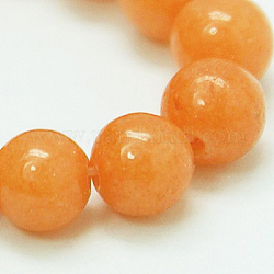 Natural Mashan Jade Round Beads Strands, Dyed, Tomato, 6mm, Hole: 1mm, about 69pcs/strand, 15.7 inch