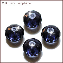 Perles d'imitation cristal autrichien, grade AAA, facette, rondelle, bleu foncé, 8x5.5mm, Trou: 0.9~1mm
