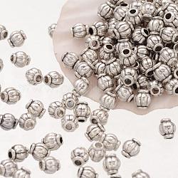 Бочка Тибетские серебряные шарики прокладки, металлические аксессуары для поделок, без свинца, без никеля и без кадмия, античное серебро, длиной около 4 мм , отверстие : 1 мм