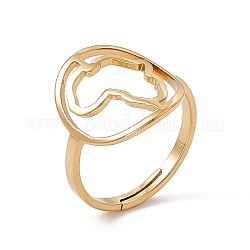 Ионное покрытие (ip) 201 полое кольцо из нержавеющей стали с африканской картой, регулируемое кольцо для женщин, реальный 18k позолоченный, размер США 6 (16.5 мм)