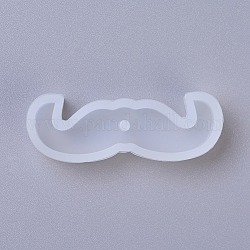 Moules en silicone pendant, moules de résine, pour la résine UV, fabrication de bijoux en résine époxy, moustache, blanc, 17x47.5x8mm, Trou: 2.5mm