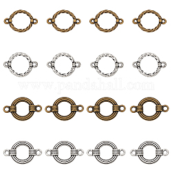 CHGCRAFT Tibetan Style Alloy Links Connectors, Lead Free and Cadmium Free, Ring, Antique Bronze & Antique Silver, 88pcs/box