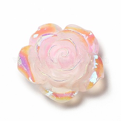 Leucht Harzcabochons, AB Farbe, Blume, neblige Rose, 30.5x30.5x11 mm