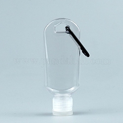 Schlüsselanhängerflaschen aus Kunststoff, nachfüllbare leere Flaschen, Quetschbehälter, mit Klappdeckel und Aluminiumschnallen, Transparent, 15x4.3x3 cm, Kapazität: 50 ml