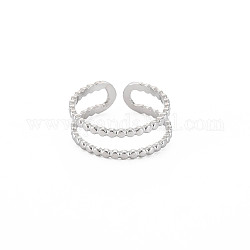 304 anillo de puño abierto de doble línea de acero inoxidable para mujer, color acero inoxidable, nosotros tamaño 8 (18.1 mm)