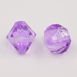 Perles acryliques transparentes de bicones facettées, teinte, violette, 4mm, Trou: 1mm, environ 4680 pcs/180 g