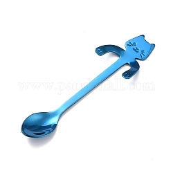 304 cuchara colgante de acero inoxidable, forma de gato, azul, 116x32x8.5mm