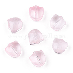 Pulvériser perles de verre transparentes peintes, fleur de tulipe, rose, 9x9x5.5mm, Trou: 1mm