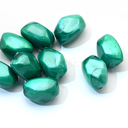 Pearlized Acrylic Beads, Nuggets, Teal, 20x15~15.5x14~14.5mm, Hole: 1.5mm, about 202pcs/500g