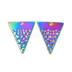 Placage ionique (ip) 304 pendentifs en acier inoxydable, charme triangulaire, couleur arc en ciel, 28.5x23x1.5mm, Trou: 1.6mm