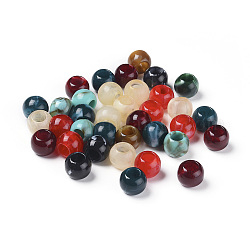 Perles acryliques, style de pierres fines imitation, rondelle, couleur mixte, 11.5x9.5mm, Trou: 5.5mm