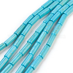 Chapelets de perles en turquoise synthétique, teinte, colonne, turquoise, 13x4mm, Trou: 1mm, Environ 32 pcs/chapelet, 16 pouce