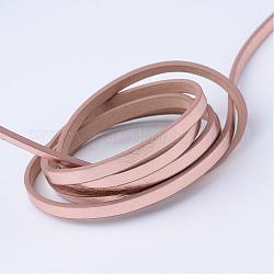 Кожзаменитель шнуры, розовые, 5~5.5x2 мм, около 1.31 ярда (1.2 м) / прядь