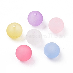 Transparente Acryl Perlen, gummierten Stil, matt, Runde, Mischfarbe, 16x15 mm, Bohrung: 2.8 mm