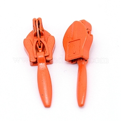 Hierro invisible cremallera tirador deslizador cabeza, para ropa accesorios de costura de diy, rojo naranja, 2.5x0.88x0.6 cm