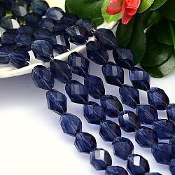 Faceted Polyhedron Imitation Austrian Crystal Bead Strands, Grade AAA, Midnight Blue, 9x6mm, Hole: 0.7~0.9mm, about 45pcs/strand, 15.7 inch