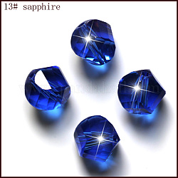 Imitazione branelli di cristallo austriaco, grado aaa, sfaccettato, poligono, blu, 6mm, Foro: 0.7~0.9 mm