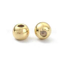 Perline in ottone, con gomma all'interno, perle scorrevoli, branelli del tappo, tondo, vero placcato oro 18k, 4x3mm, Foro: 0.7 mm