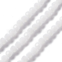 Brins de perles de verre à facettes (32 facettes), ronde, blanc, 6x5.5mm, Trou: 1.2mm, Environ 95 pcs/chapelet, 22.24'' (56.5 cm)