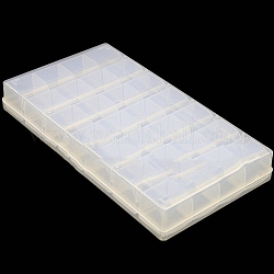 PP Plastic 28 Compartments Pill Boxes, Rectangle, White, 25.5x14x3.5cm, Inner Box: 13.2x3x3cm, Inner Size: 3.25x3.05cm