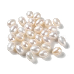 Culture des perles perles d'eau douce naturelles, la moitié foré, riz, niveau 6a+, fumée blanche, 7~9x6.5~7mm, Trou: 0.9mm