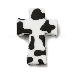 Крест с силиконовыми фокальными бусинами в виде коровы, жевательные бусины для чайников, DIY уход за ожерельем, чёрные, 35x25x8 мм, отверстие : 2 мм