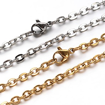 304 Edelstahl-Kabelketten Halsketten, mit Karabiner, Mischfarbe, 23.7 Zoll (60.2 cm)