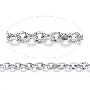 304 Stainless Steel Cable Chains, Unwelded, Stainless Steel Color, 5x4x1.2mm