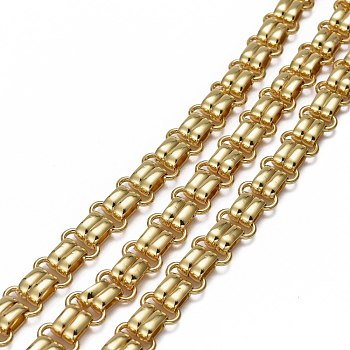 Handmade Brass Link Chains, with Spool, Long-Lasting Plated, Unwelded, Real 18K Gold Plated, 12x6.5x1mm, 10x7x6mm, about 16.4 Feet(5m)/roll