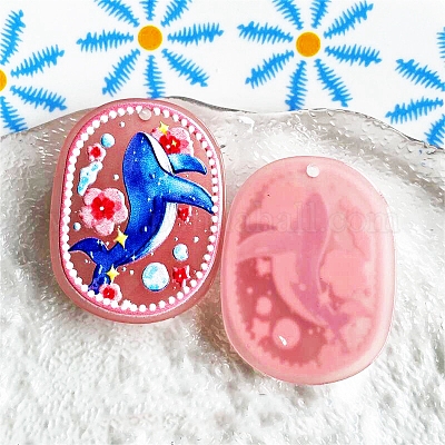 Овальные акриловые подвески&nbsp;PW-WG10773-06-1