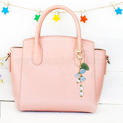 Подвеска из стекла и акрила в виде ландыша и лампворка HJEW-DR00039-1