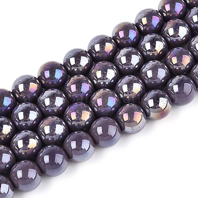 Гальванические непрозрачные стеклянные бусины GLAA-T032-P10mm-AB15-1