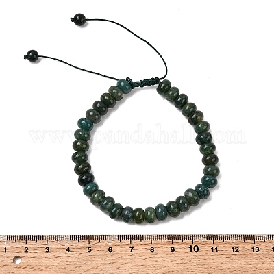 Регулируемые натуральные моховые браслеты из плетеного агата BJEW-F369-A19-1